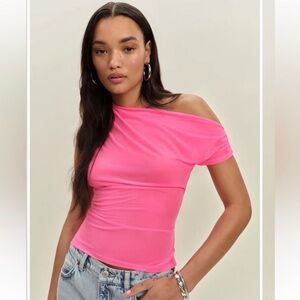 Reformation Pink Off-Shoulder Top NWT